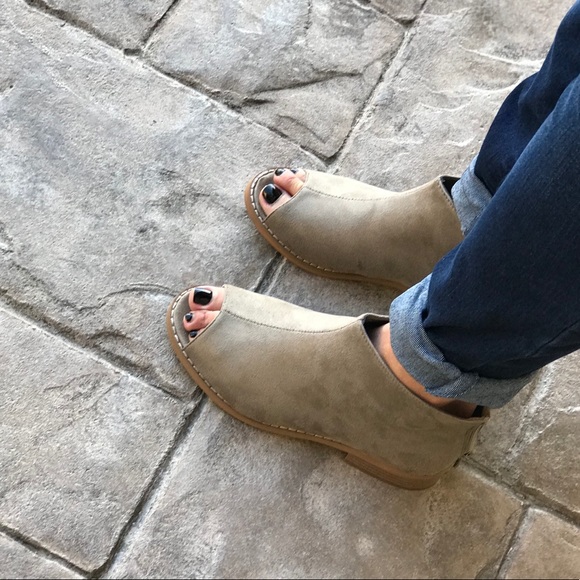 Taupe Boho Chic Peep Toe Ankle Booties - Picture 5 of 7